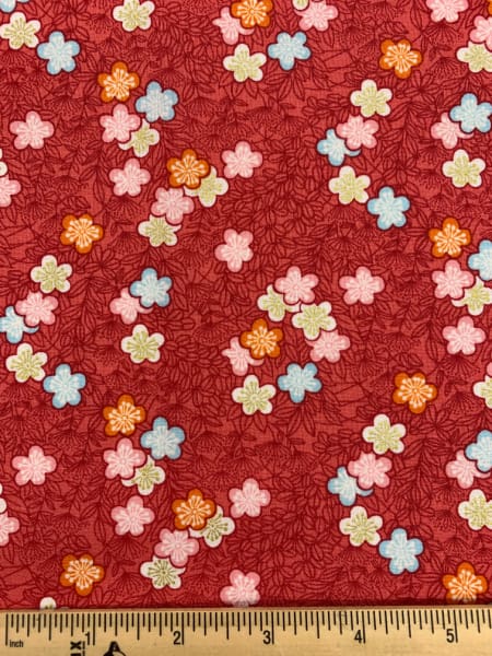 Bushclover red quilting fabric from Makower