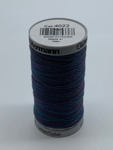 Gutermann Quilting Cotton Thread Variegated 4022 Turquoise, Blue and Purple