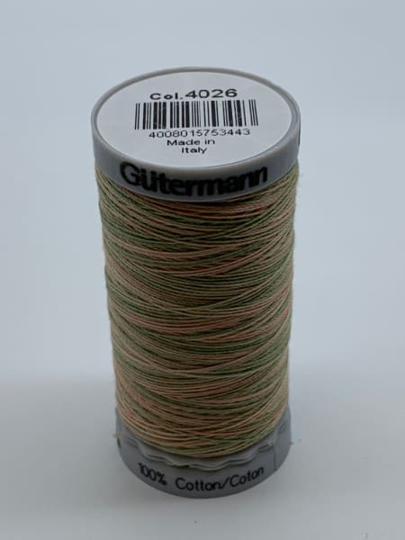 Gutermann Quilting Cotton Thread Variegated 4026 Peaches and Greens