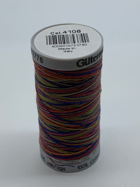 Gutermann Quilting Cotton Thread Variegated 4108 Red, Blue and Yellow