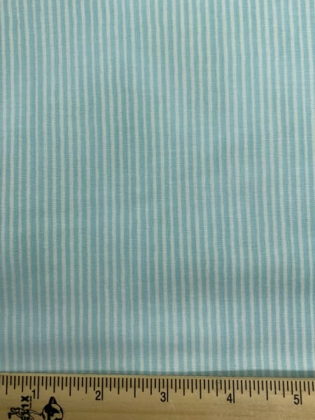 Stripe in Turquoise and White Quilting Fabric by Sam McBratney from Guess How Much I Love You for Clothworks
