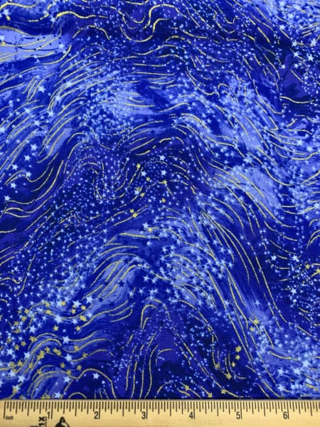 Dark Blue Quilting Fabric From Cosmic Strands By Greta Lynn For Kanvas Studio Benartex