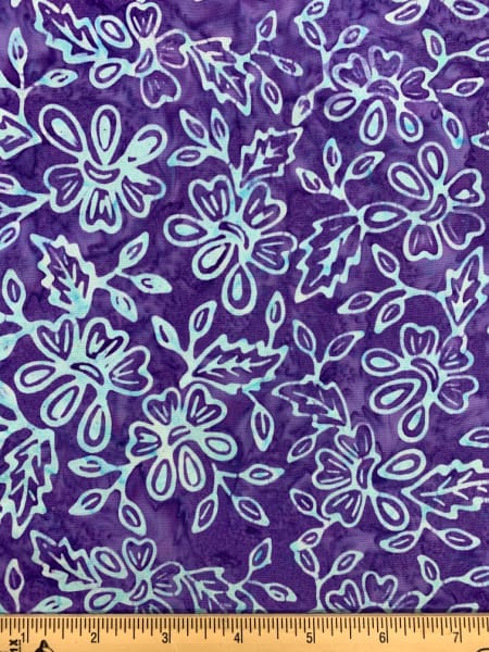 Floral Batik in Lilac and Turquoise Quilting Fabric UK