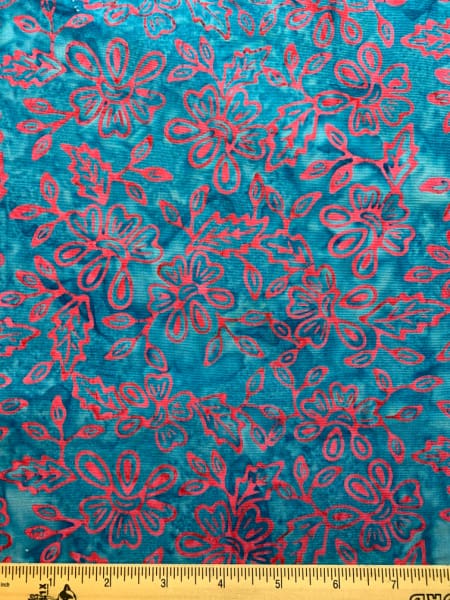 Floral Batik in Blue and Red Quilting Fabric uk
