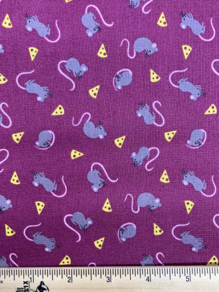 Mice on Burgundy from Small Things Country Creatures from Lewis and Irene uk