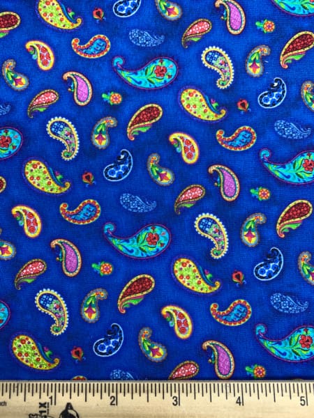 Paisley on Blue Quilting Fabric by Jim Shore from Awaken The Day for Benartex UK
