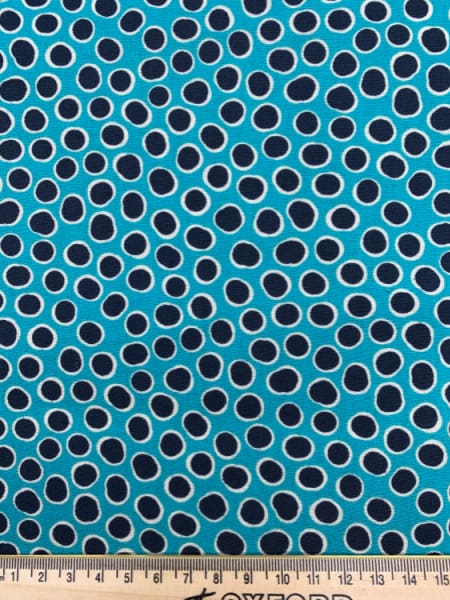 Fish Spot in Navy and Turquoise Quilting Fabric from Reef by Beth Studley for Makower