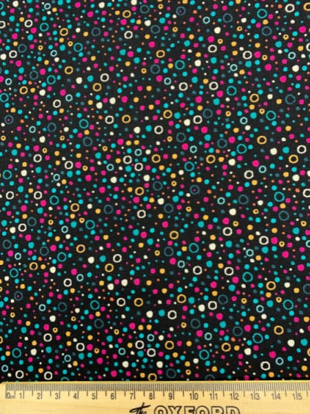Bubbles in Black Quilting Fabric from Reef by Beth Studley for Makower