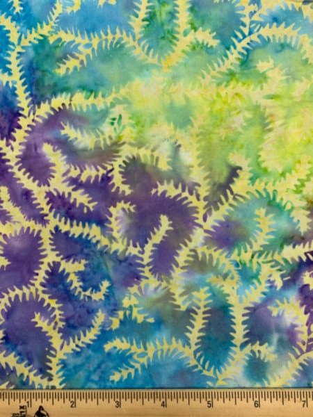 Fern on Yellow Batik Quilting Fabric by Sew Simple UK
