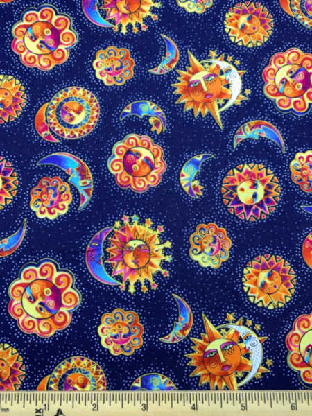 Celestial Magic Suns Quilting Fabric by Laurel Burch for Clothworks UK