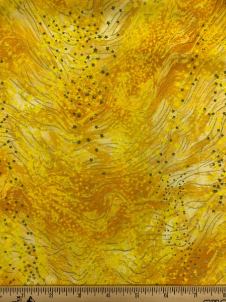 Yellow Quilting Fabric From Cosmic Strands By Greta Lynn For Kanvas Studio Benartex