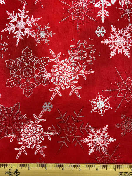 Winter wonderland red quilting fabric from P and B Fabrics UK