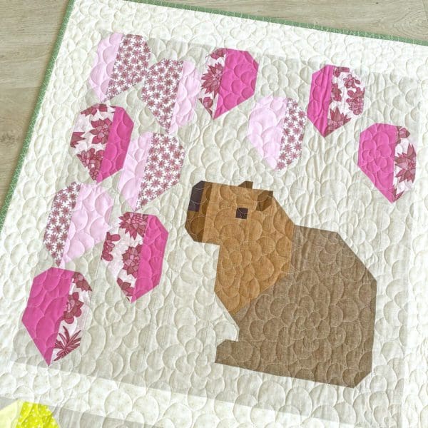 Capybara Detail from Rainbow Rainforest quilt kit by Elizabeth Hartman UK