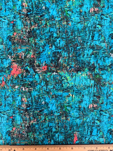Poured color turquoise patchwork material