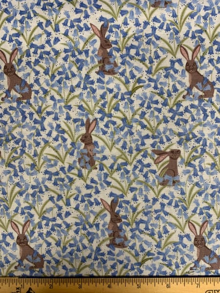 Hare on Cream quilting fabric from Bluebell Wood by Lewis and Irene UK