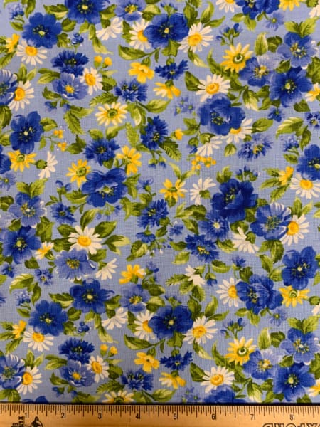 Summer Breeze Floral blue quilting fabric by Moda UK