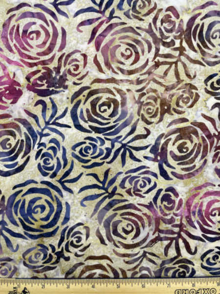 Roses Romance Tonga batik quilting fabric from Timeless Treasures UK