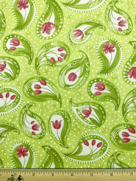 Paisley Chartreuse quilting fabric from Tulip Tango by Moda UK