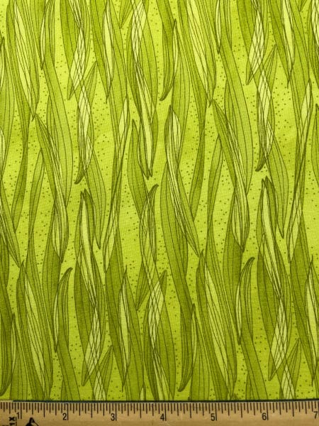 Swirling Leaves Chartreuse quilting fabric from Tulip Tango by Moda UK