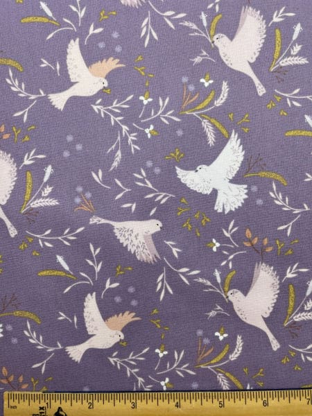 Meadow Call on Lavender quilting fabric by Cassandra Connolly from her Meadowside collection by Lewis and Irene UK