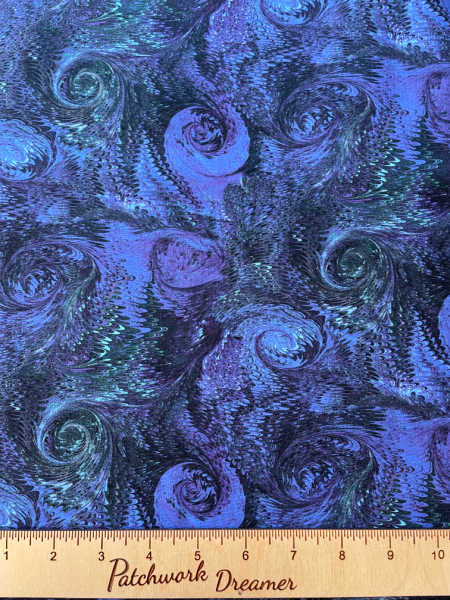 Poured Colour 2 Blue/purple quilting fabric by Paula Nadelstern for Benartex UK