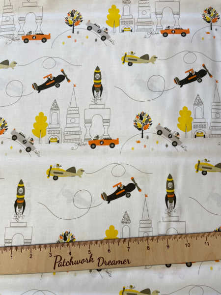 Flying Aeroplanes Quilting Fabric by Tamara Kate for Michael Miller. UK