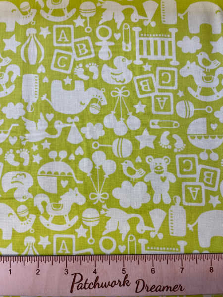 Alfie and Bettie quilting fabric in green by Maude Asbury for Blend Fabrics UK