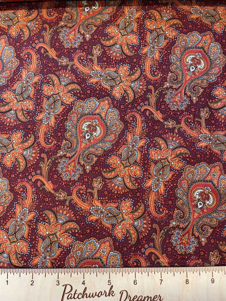 Meadow Paisley Brown Quilting Fabric by Erin Turner for Riley Blake UK