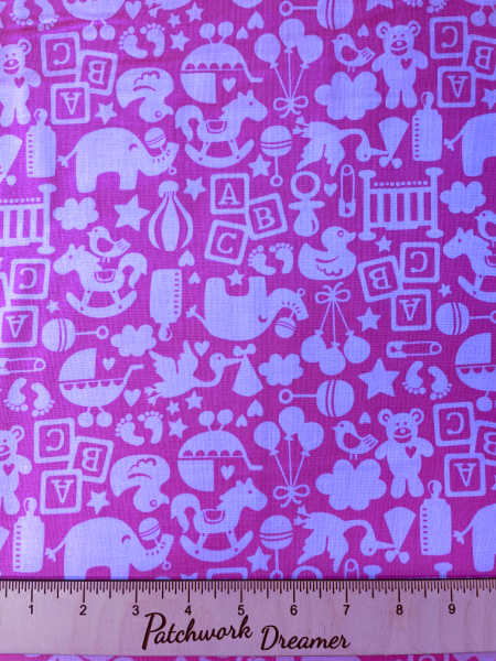 Alfie and Bettie quilting fabric in pink by Maude Asbury for Blend Fabrics UK