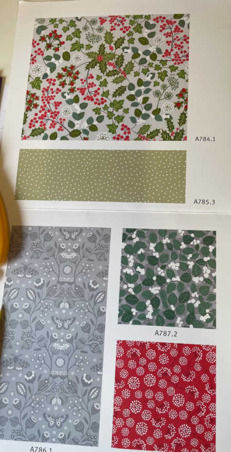 Five fabrics from Winter Botanical by Lewis and Irene