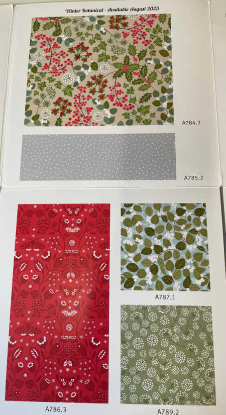 The final five fabrics from Winter Botanical by Lewis and Irene