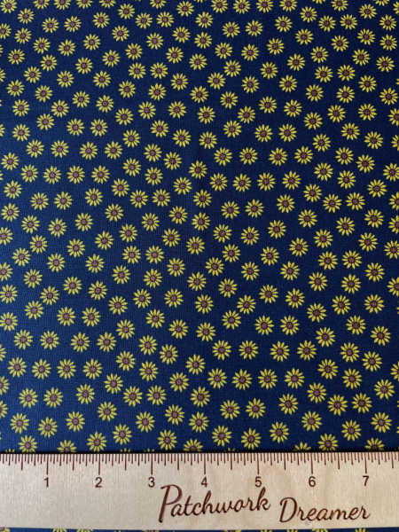 Sunflowers Navy quilting fabric by Lewis and Irene UK