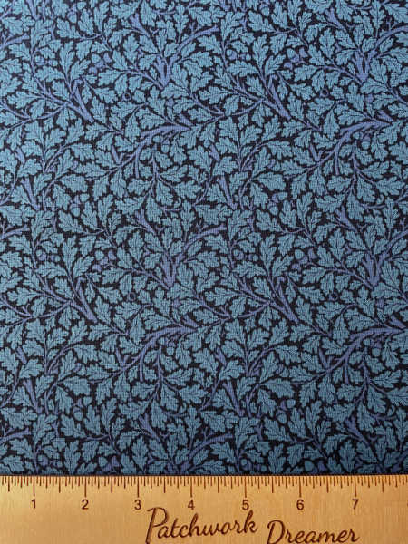 Acorn Leaf Kelmscott Blue quilting fabric from Morris Meadow Best of Morris Barbara Brackman for Moda UK
