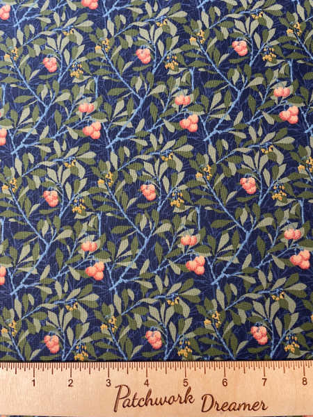 Berries Kelmscott Blue quilting fabric from Morris Meadow Best of Morris Barbara Brackman for Moda UK