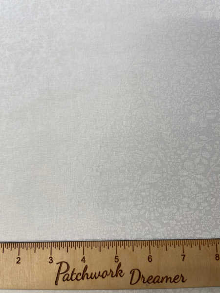 Flower garden white on white tiny tonals quilting fabric from Lewis and Irene UK