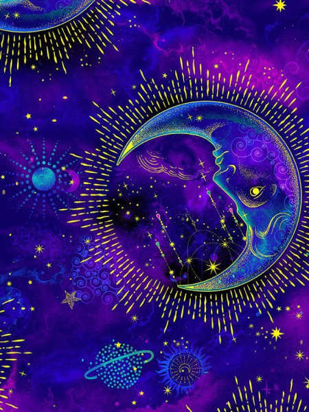 TAPESTRY GALAXY MOON MET from the cosmos collection by Timeless Treasures
