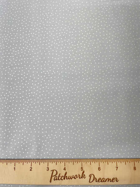 Pearl dots on silver quilting fabric from winter botanical from Lewis and Irene UK