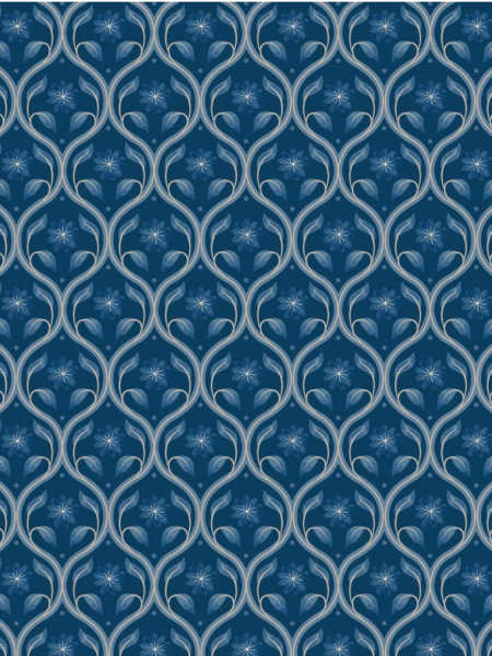 A close up Floral Trellis on Dark Blue quilting fabric from Brensham by Lewis and Irene UK