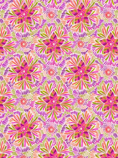 Axé pink and green floral on cream from Bahia for Lewis and Irene UK