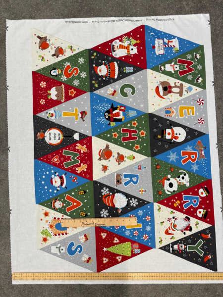 Christmas Bunting Fabric Panel by Susan Wheeler Designs for Nutex UK