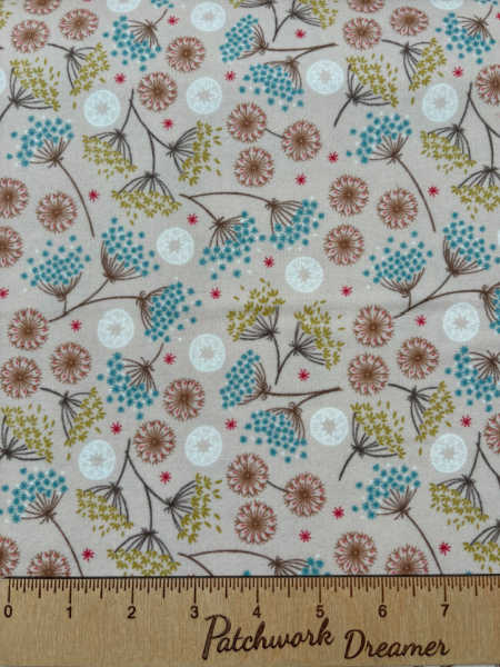 Multi winter floral on dark cream from New Forest Winter Flannel by Lewis and Irene UK
