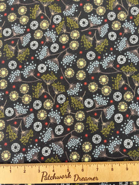 Multi winter floral on dark flannel from New Forest Winter Flannel by Lewis and Irene UK