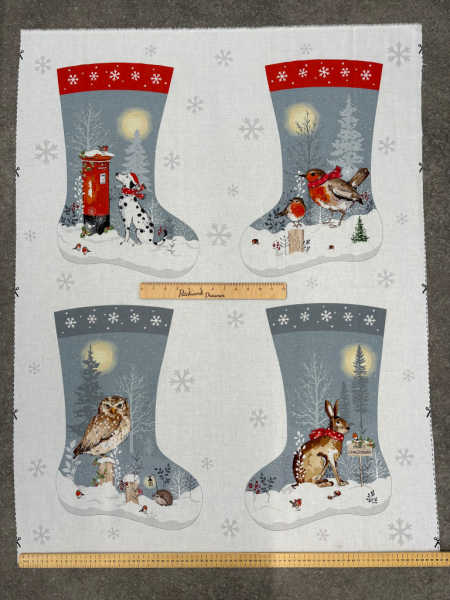 Winter Moon Stockings panel by Susan Wheeler Design for Nutex UK
