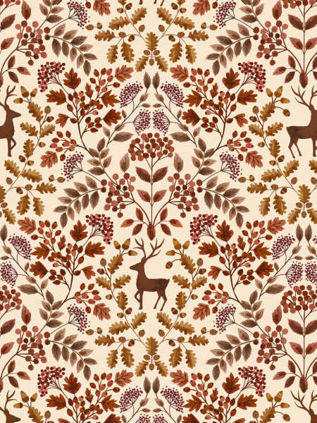 Cranborne Chase on dark cream quilting Fabric from Lewis and Irene UK