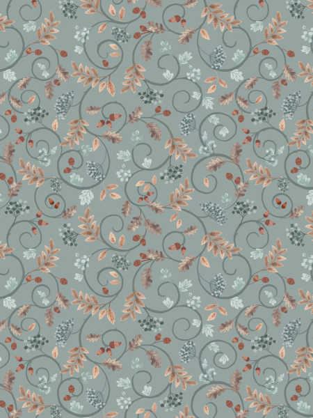 Cranborne scroll on slate blue quilting fabric from Cranborne Chase by Lewis and Irene UK