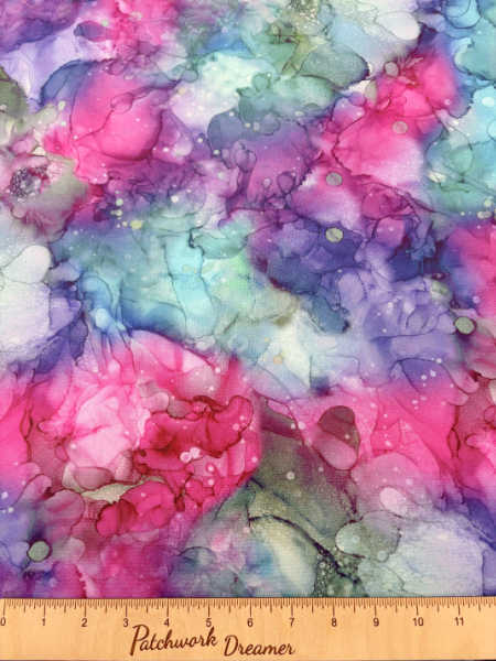 Fluidity pinks purples and turquoise by Northcott UK