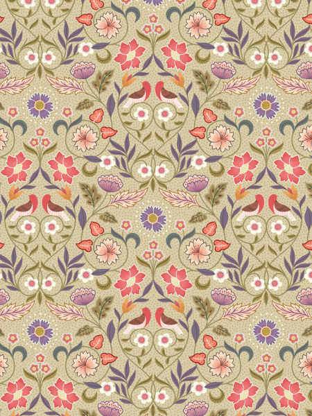 Isabella rose and lavenders quilting fabric from the Isabella collection from Lewis and Irene UK