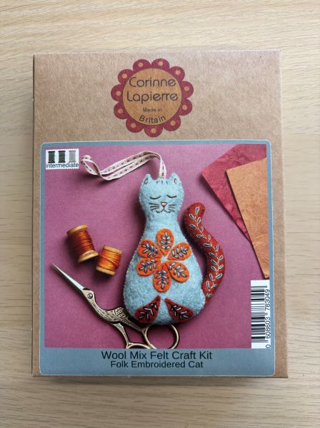 Folk embroidered cat felt Kit by Corinne Lapierre UK