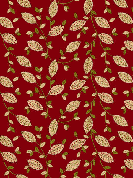 Fancy Holiday Leaves Quilting Fabric from Kim Diehl's  Baubles and Balsam collection for Henry Glass UK
