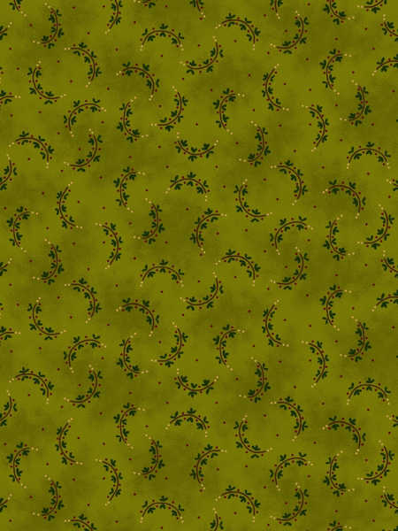 Heart Sprays Quilting Fabric from Kim Diehl's  Baubles and Balsam collection for Henry Glass UK